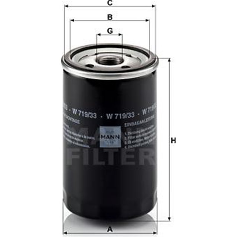 Filtru ulei MG MG ZS. MG ZT. MG ZT- T. ROVER 45 I. 75. 75 I 2.0-2.5 02.99-10.05 - Mann-Filter-W719/33