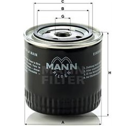 Filtru ulei PORSCHE 914. VW TRANSPORTER T2. TRANSPORTER T3 1.6-2.0 08.67-04.86 - Mann-Filter-W920/17