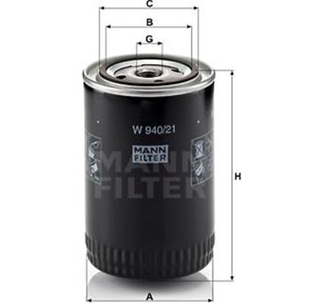 Filtru ulei OPEL ASCONA B. OMEGA A. REKORD D. REKORD E. SENATOR A 2.0D-2.3D 09.72-03.94 - Mann-Filter-W940/21