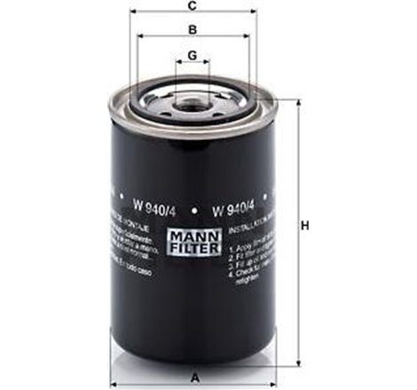 Filtru Ulei screwed HITACHI EX80-5. JCB 110 - Mann-Filter-W940/4